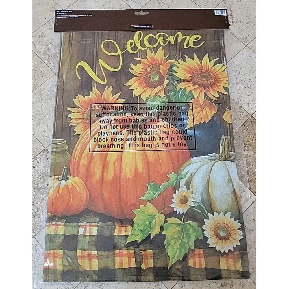 Welcome Fall Garden Flag Sunflowers Pumpkins Autumn Yard Decor Harvest Seasonal